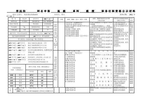 同志申报系列职务任职资格公示材料-怀化学院人事处