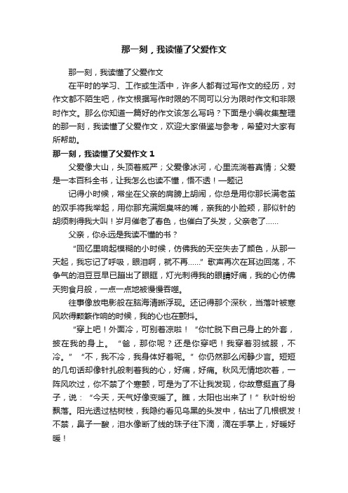 那一刻，我读懂了父爱作文