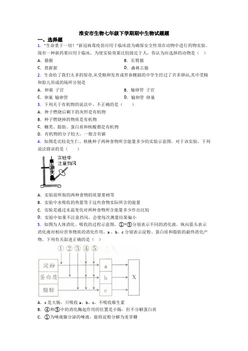 淮安市生物七年级下学期期中生物试题题