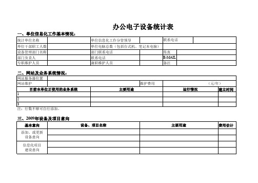 办公电子设备统计表