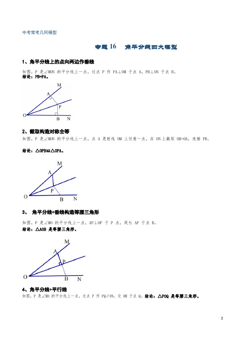 专题16 角平分线四大模型(解析版)