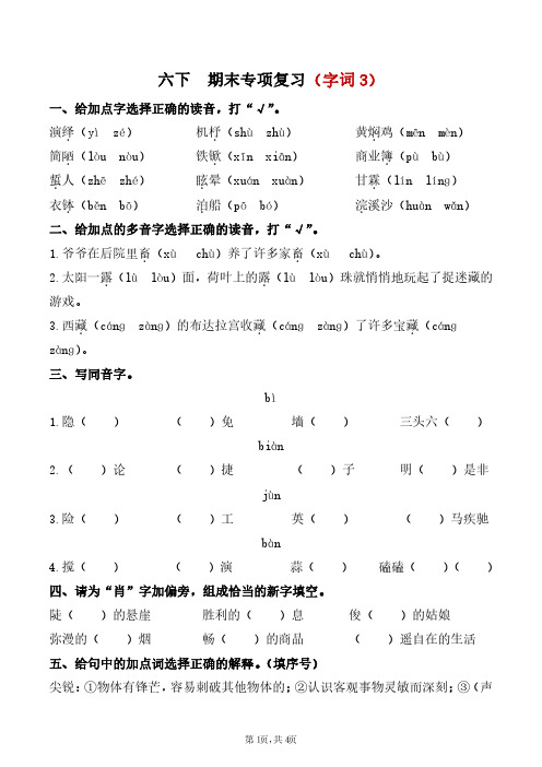 语文六下 期末专项复习(字词3)