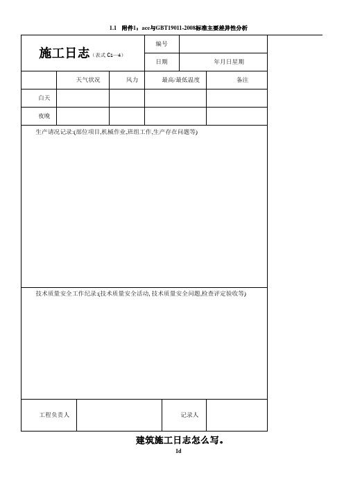 建筑施工日志表格及要求