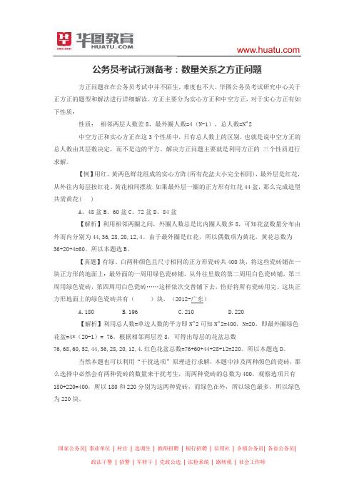 公务员考试行测备考：数量关系之方正问题