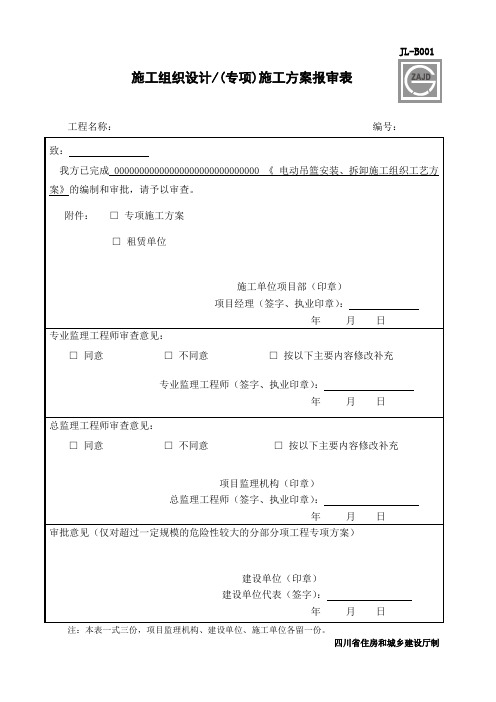 专项施工方案报审表(电动吊篮)