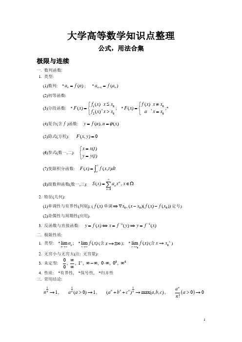 (完整版)大学全册高等数学知识点(全)