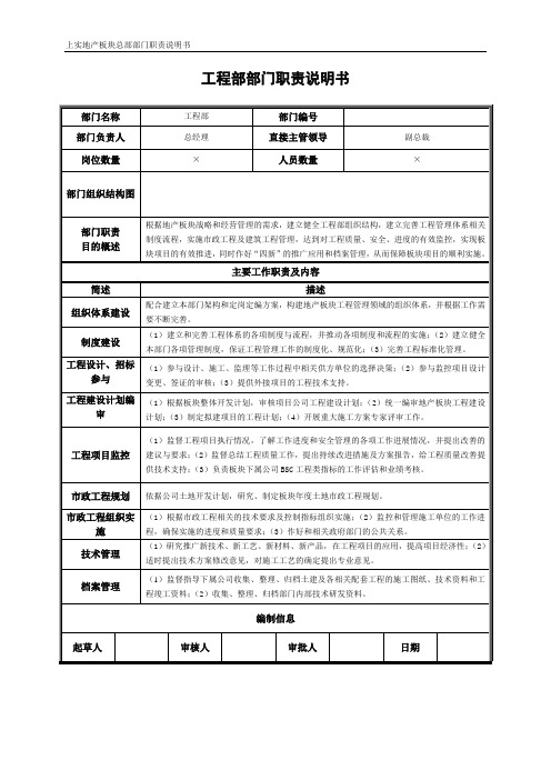 正略钧策—上海上实集团—工程部部门职责060324