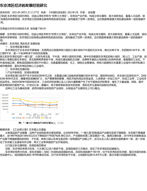 东京湾区经济的发展经验研究