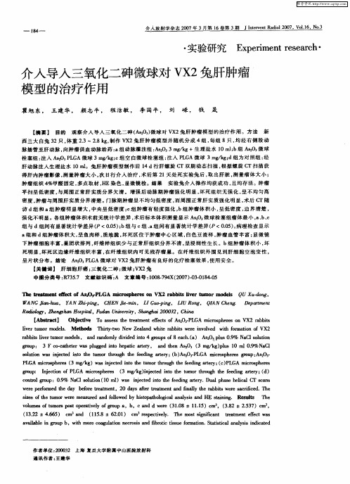 介入导入三氧化二砷微球对VX2兔肝肿瘤模型的治疗作用