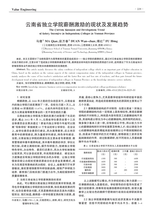 云南省独立学院薪酬激励的现状及发展趋势