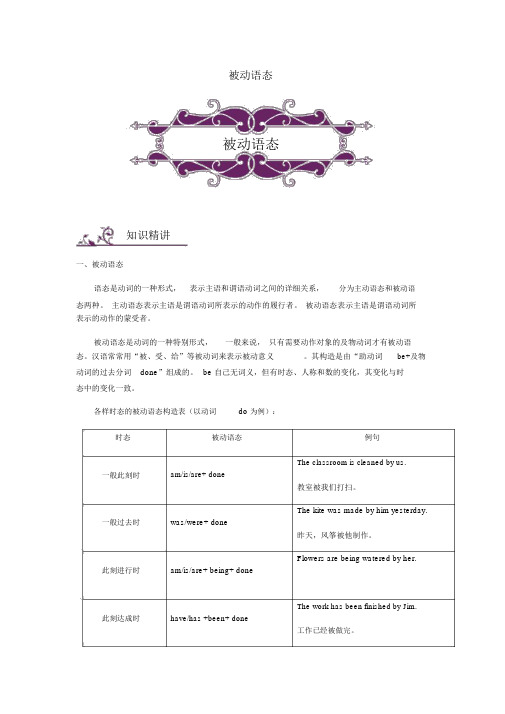 2019年中考英语语法专题讲练：被动语态讲解附练习(含解析)