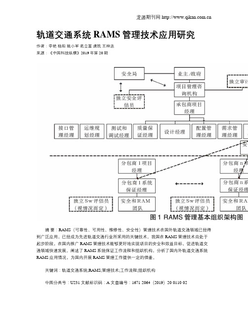 轨道交通系统RAMS管理技术应用研究