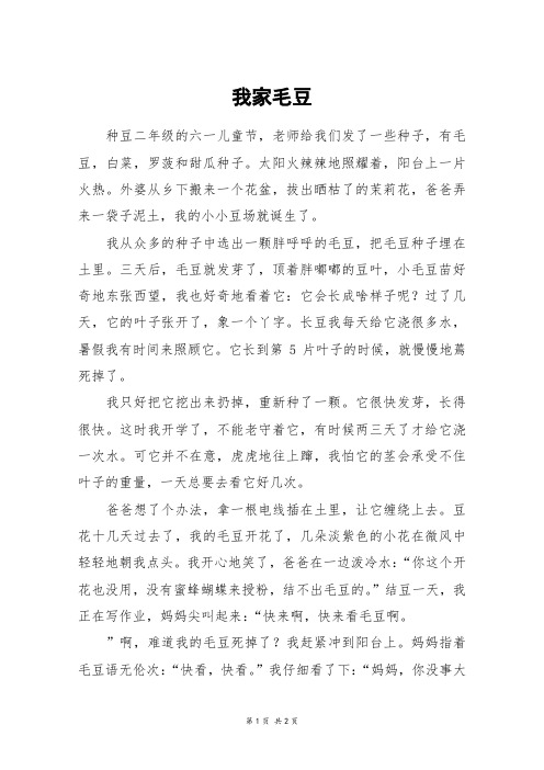 我家毛豆_六年级作文