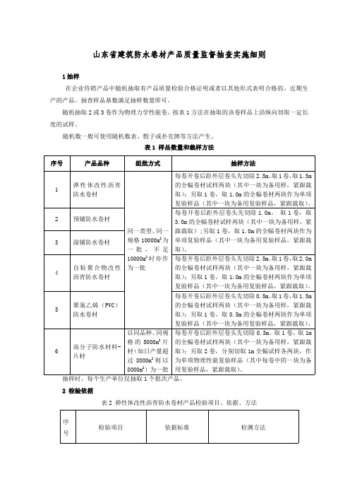 山东省建筑防水卷材产品质量监督抽查实施细则