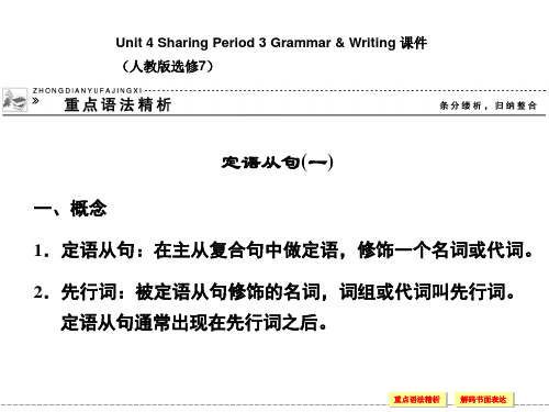 高中英语配套课件：选修7 Unit 4 Period 3(人教版)