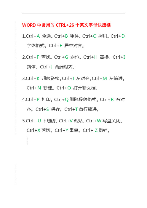 Ctrl+26个英文字母的快捷键(word.excel.ppt)