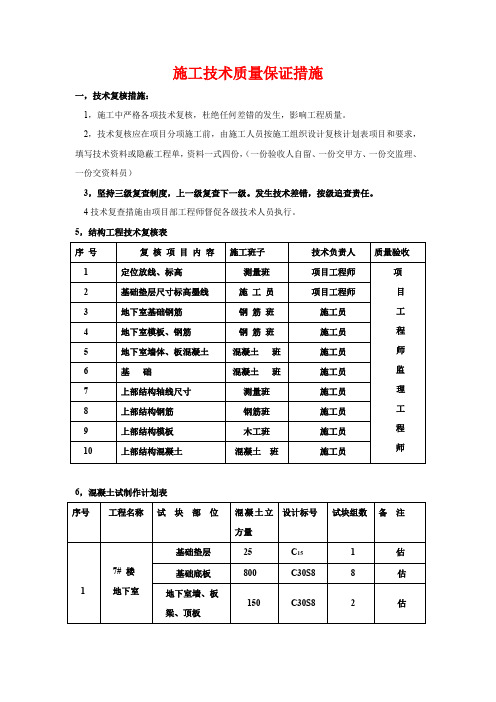 施工技术质量保证措施