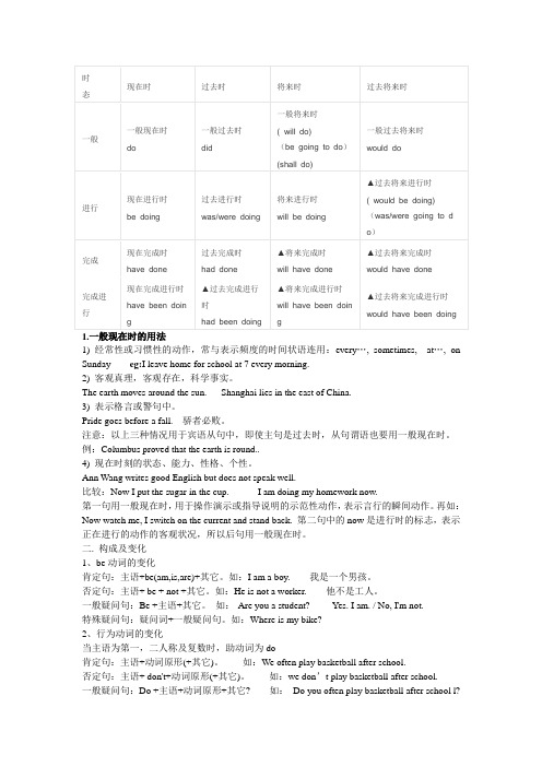 一般现在时和一般过去时