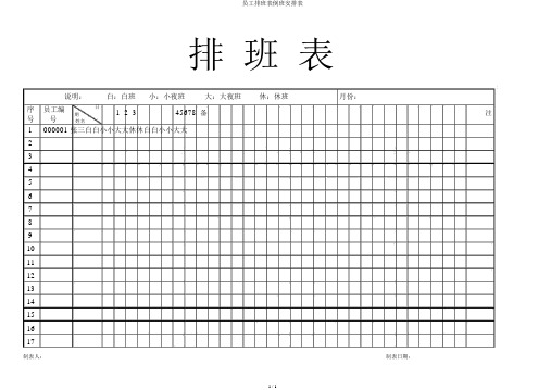 员工排班表倒班安排表