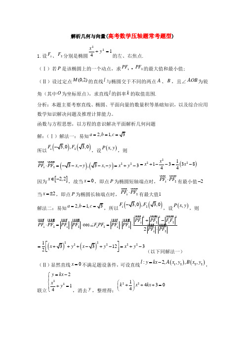 解析几何与向量(高考数学压轴题常考题型)汇总