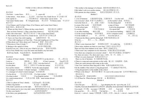 最新外研版七年级上册知识点整理M1-M5