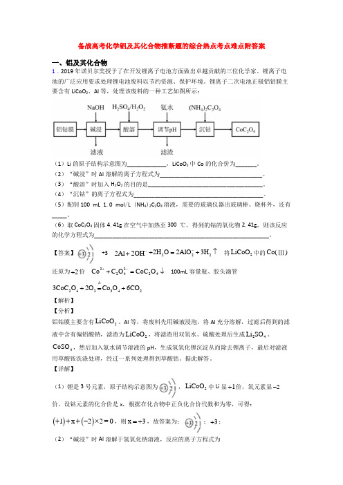 备战高考化学铝及其化合物推断题的综合热点考点难点附答案