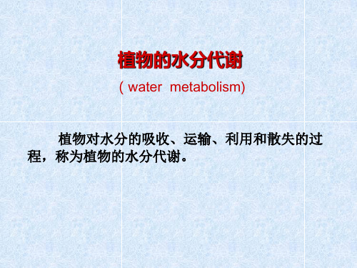 植物生理学 第2章 水分生理 1