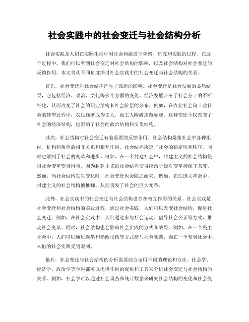 社会实践中的社会变迁与社会结构分析