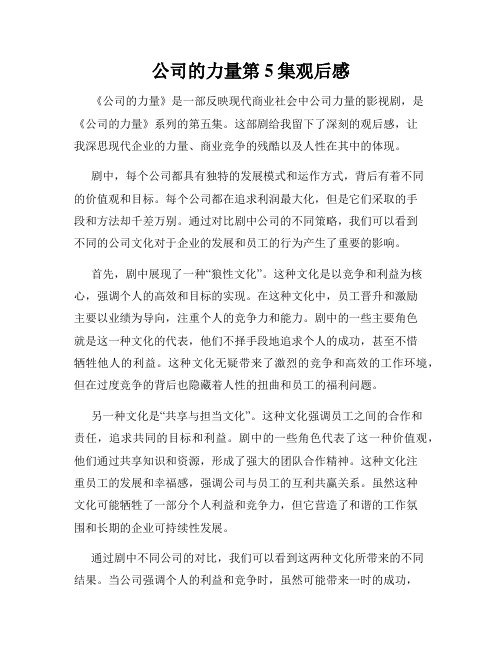 公司的力量第5集观后感