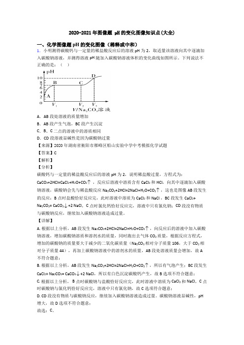 2020-2021年图像题 pH的变化图像知识点(大全)