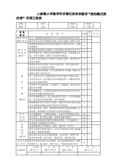 小学数学评课记录表