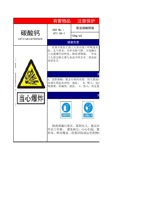 碳酸钙危险性告知牌