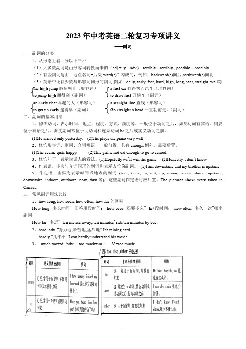 2023年中考英语二轮复习专项讲义与练习-副词(牛津译林版)