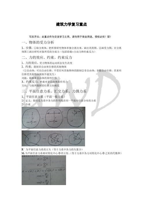 建筑力学重点