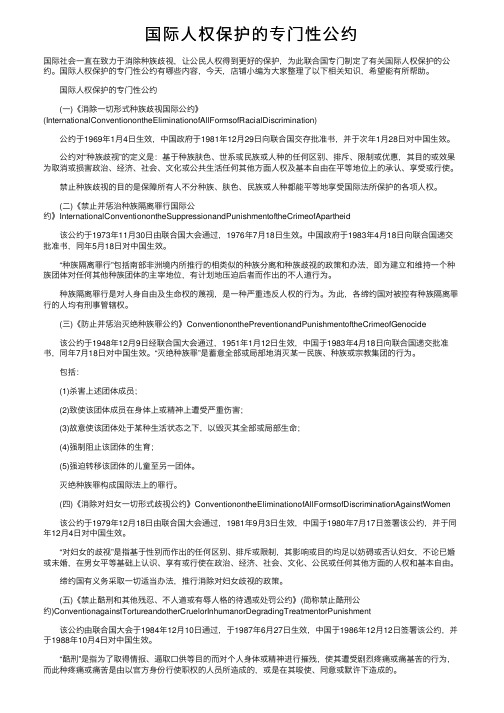 国际人权保护的专门性公约