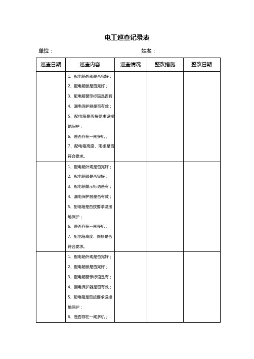 电工巡查记录表