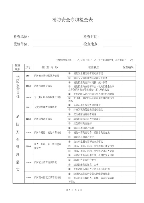 消防安全专项检查表