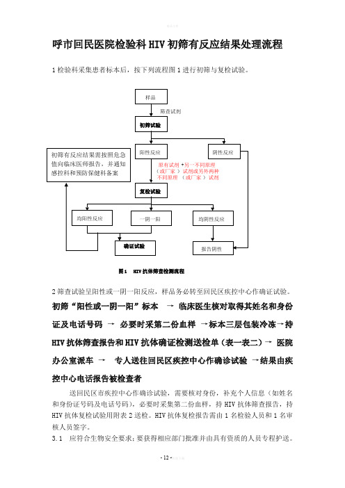 HIV抗体初筛有反应结果处理流程