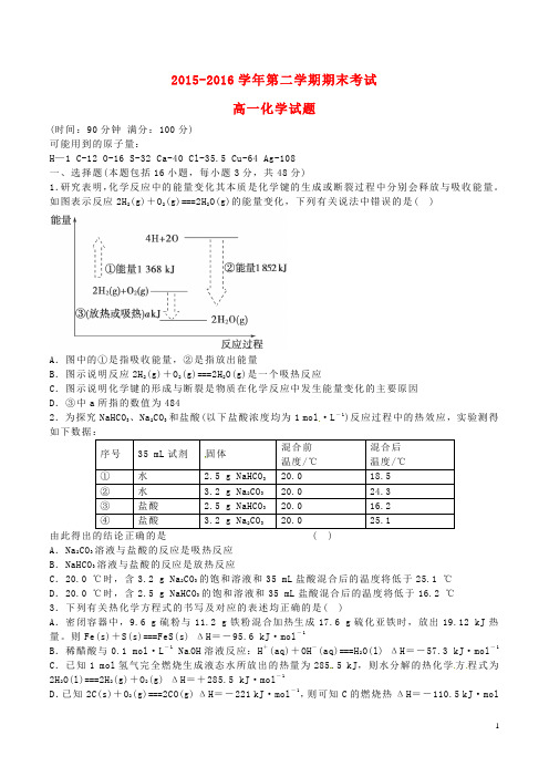 内蒙古准格尔旗世纪中学高一化学下学期期末考试试题(无答案)