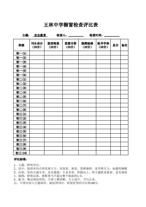 黑板报检查评比表