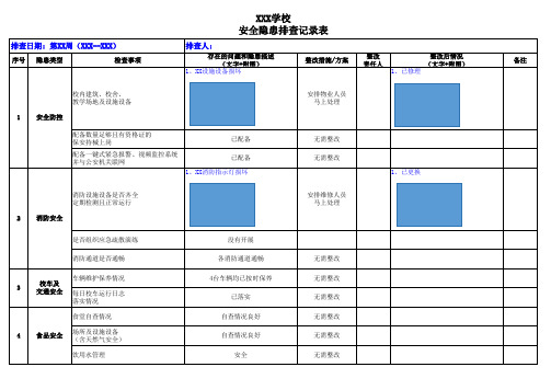 学校安全隐患排查记录表(模板)