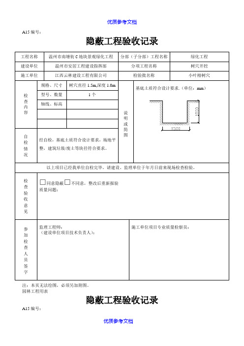 【参考借鉴】绿化隐蔽工程验收记录.doc