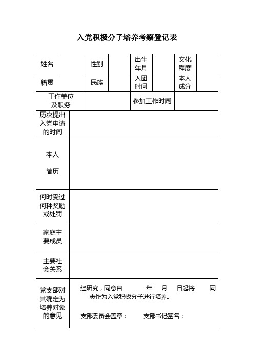 入党积极分子考察表