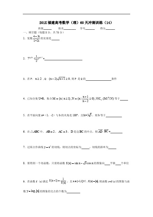 福建高考数学(理)60天冲刺训练(14).doc