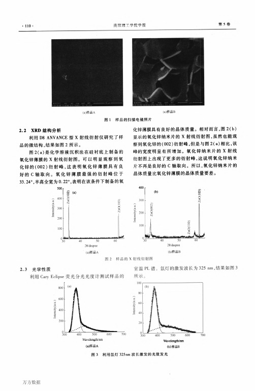 ZnO纳米片的制备及光学性质研究