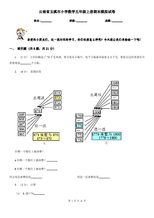 云南省玉溪市小学数学五年级上册期末模拟试卷