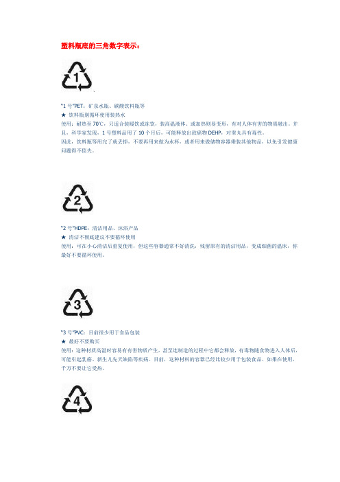 塑料瓶底的三角数字表示