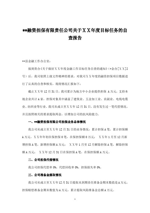 融资担保公司年度目标任务的自查报告