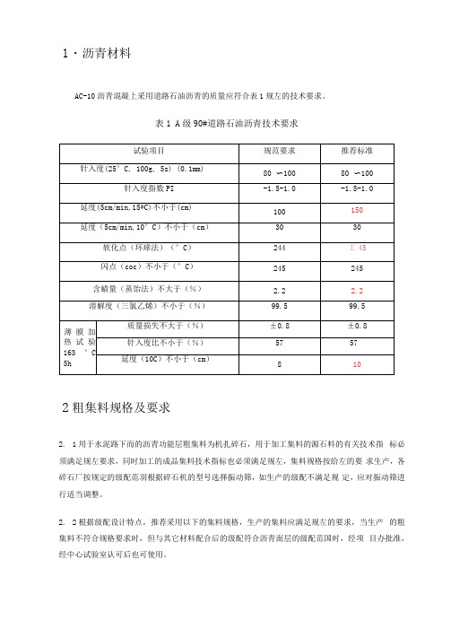 沥青路面AC-10技术要求设计理念