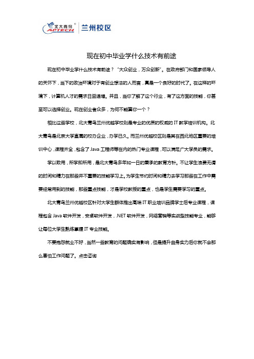 现在初中毕业学什么技术有前途